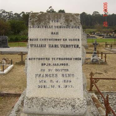 VERSTER William Karl -1958:: RENS Frances nee VERSTER 1935-1977