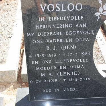 VOSLOO B.J. 1919-1984 &amp; M.A. 1919-2001