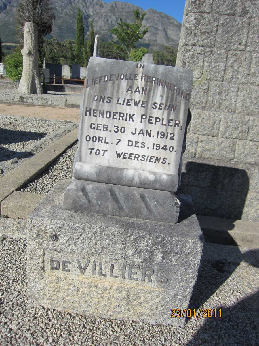 VILLIERS Henderik Pepler, de 1912-1940