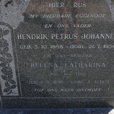 VILLIERS Hendrik Petrus Johannes, de 1896-1956 &amp; Helena Catharina DU TOIT 1898-1971