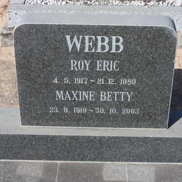 WEBB Roy Eric 1917-1989 &amp; Maxine Betty 1919-2003