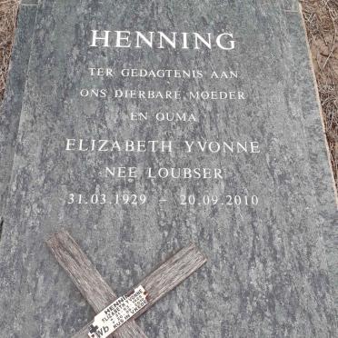 HENNING Elizabeth Yvonne nee LOUBSER 1929-2010