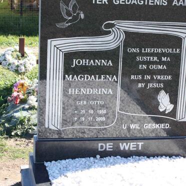 WET Johanna Magdalena Hendrina, de nee OTTO 1950-2009