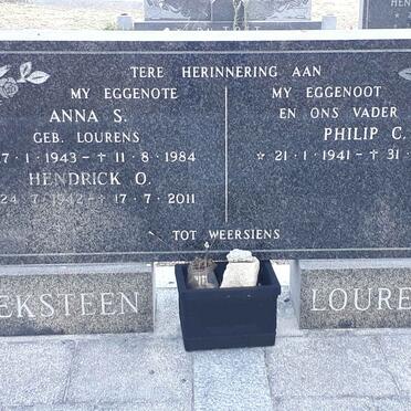 EKSTEEN Hendrik O. 1942-2011 &amp; Anna S. LOURENS 1943-1984 :: LOURENS Philip C. 1941-1984