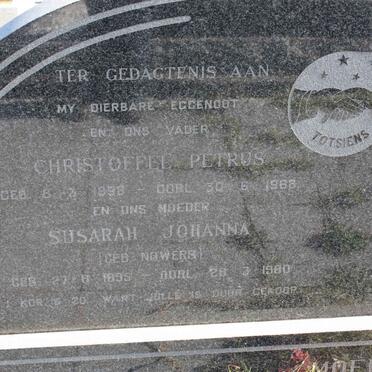 GROENEWALD Christoffel Petrus 1898-1968 &amp; Susarah Johanna nee NOWERS 1895-1980