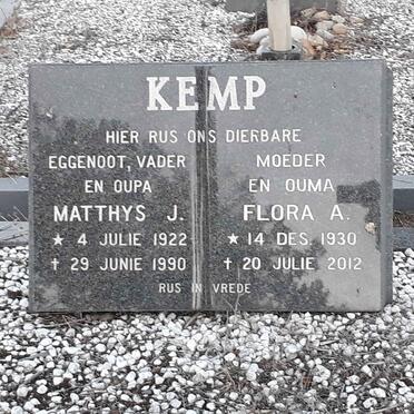 KEMP Matthys J. 1922-1990 &amp; Flora A. 1930-2012