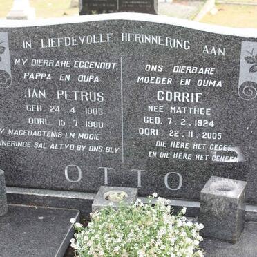 OTTO Jan Paul 1903-1980 &amp; Corrie MATTHEE 1924-2005