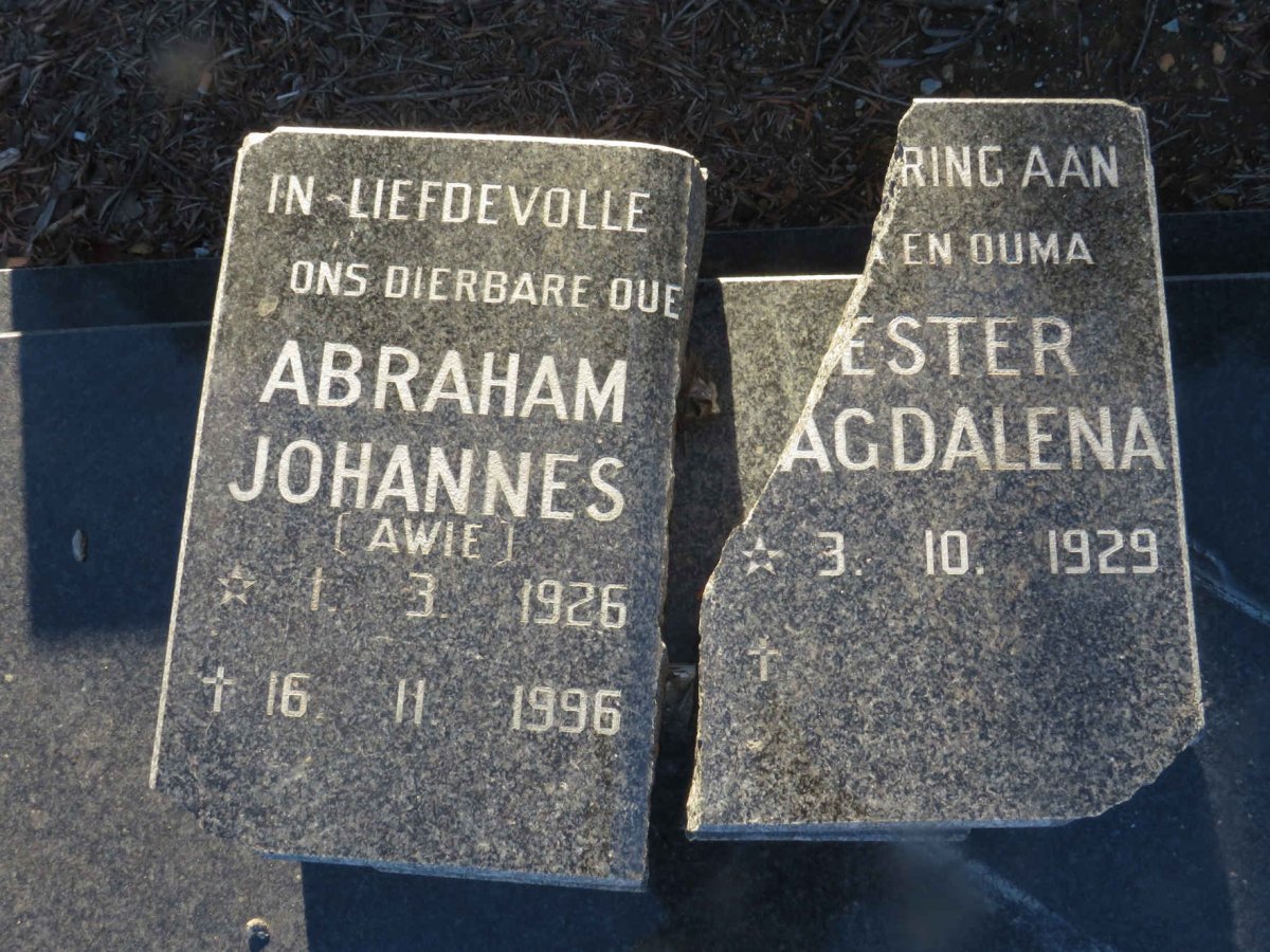 CROUSE Abraham Johannes 1926-1996 &amp; Hester Magdalena 1929-