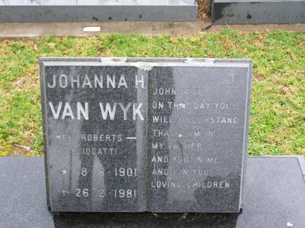 WYK Johanna, van nee ROBERTS-SCIOCATTI 1901-1981