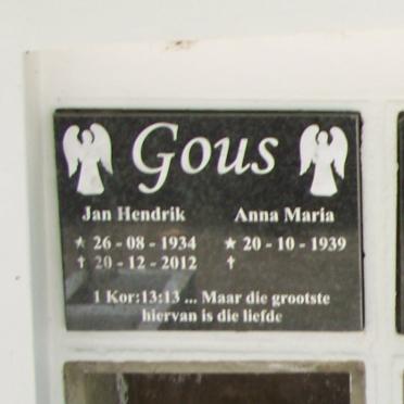 GOUS Jan Hendrik 1934-2012 &amp; Anna Maria 1939-