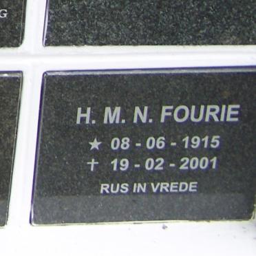 FOURIE H.M.N. 1915-2001