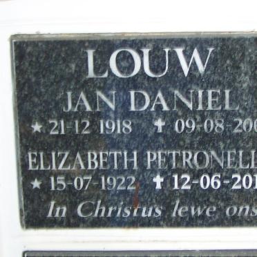 LOUW Jan Daniel 1918-2004 &amp; Elizabeth Petronella 1922-2013