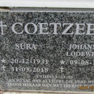 COETZEE Johannes Lodewicus 1929- &amp; Sura 1931-2018