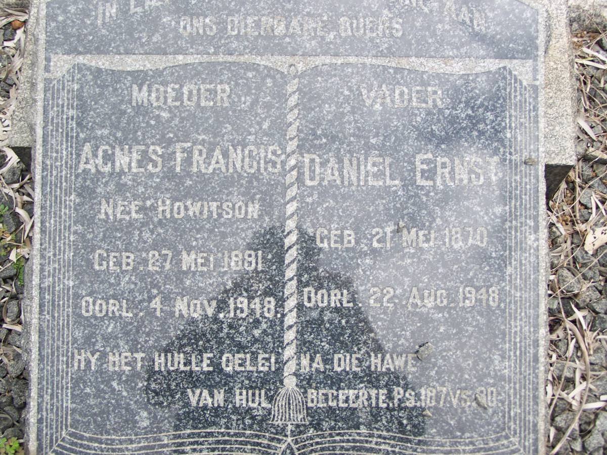? Daniel Ernst 1870-1948 &amp; Agnes Frances HOWITSON 1881-1948