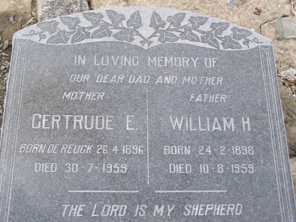 ? William H. 1898-1959 &amp; Gertrude E. 1896-1959