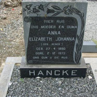 HANCKE  Anna Elizabeth Johanna nee BENCE 1890-1973