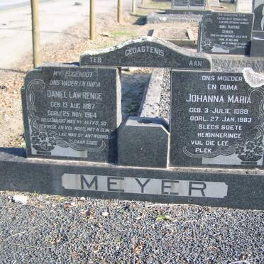 MEYER Daniel Lawrence 1887-1964 &amp; Johanna Maria 1888-1983