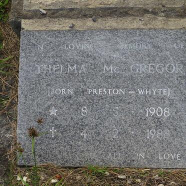 MCGREGOR Thelma nee PRESTON-WHYTE 1908-1988