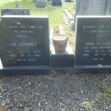 ZEELIE Jan Johannes 1877-1962 &amp; Anna Elizabeth JANSE VAN RENSBURG 1886-1952