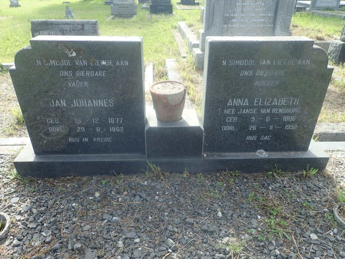 ZEELIE Jan Johannes 1877-1962 &amp; Anna Elizabeth JANSE VAN RENSBURG 1886-1952