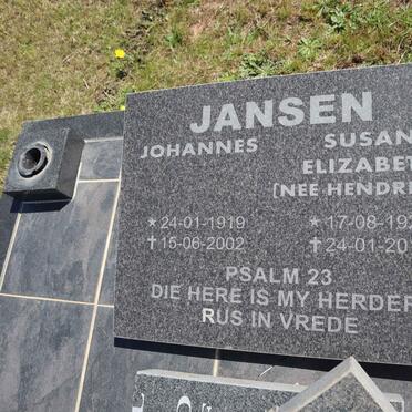 JANSEN Johannes 1919-2002 & Susan Elizabeth HENDRICKS 1926-2016
