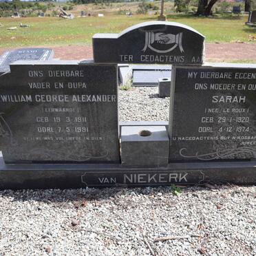 NIEKERK William George Alexander, van 1911-1991 & Sarah nee LE ROUX 1920-1974