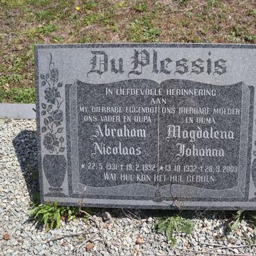 PLESSIS Abraham Nicolaas, du 1931-1992 & Magdalena Johanna 1932-2003