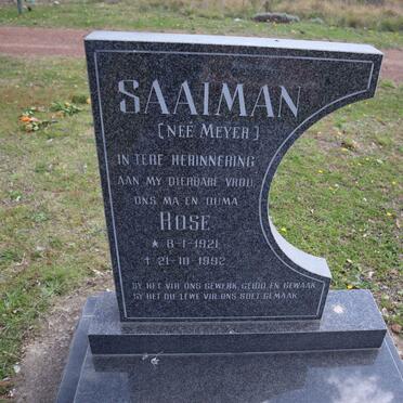SAAIMAN Rose nee MEYER 1921-1992