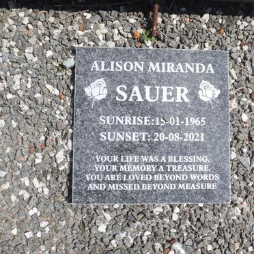 SAUER Allison Miranda 1965-2021