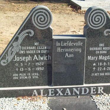 ALEXANDER Joseph Alwich 1922-1992 &amp; Mary Magdalene 1926-2009