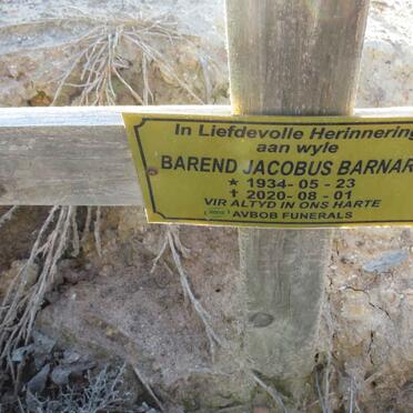 BARNARD Barend Jacobus 1934-2020