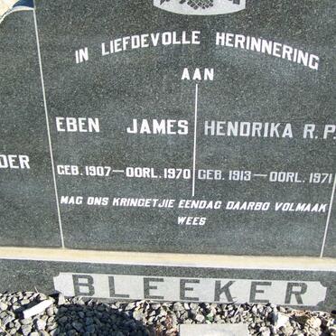 BLEEKER Eben James 1907-1970  &amp; Hendrika R.P. 1913-1971