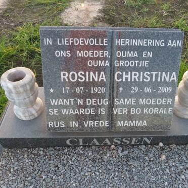 CLAASSEN Rosina Christina 1920-2009