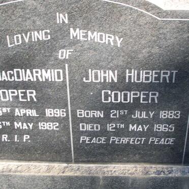 COOPER John Hubert 1883-1965 &amp; Betty Macdiarmid 1896-1982