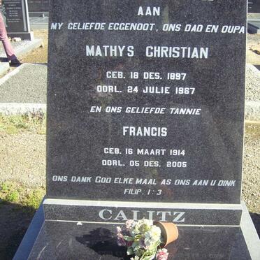 CALITZ Mathys Christian 1897-1967 &amp; Francis 1914-2005