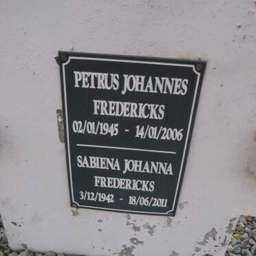 FREDERICKS Petrus Johannes 1945-2006 & Sabiena Johanna 1942-2011