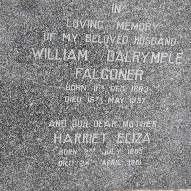 FALCONER William Dalrymple 1883-1957 &amp; Harriet Eliza 1889-1981