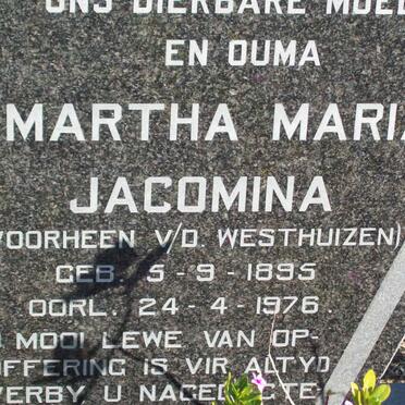 FABRICIUS Martha Maria Jacomina nee V.D. WESTHUIZEN 1895-1976 