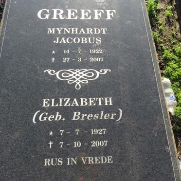 GREEFF Mynhardt Jacobus 1922-2007 & Elizabeth BRESLER 1927-2007