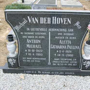 HOVEN Anthon Michael, van der 1922-1993 &amp; Aletta Catharina Paulina 1924-2006
