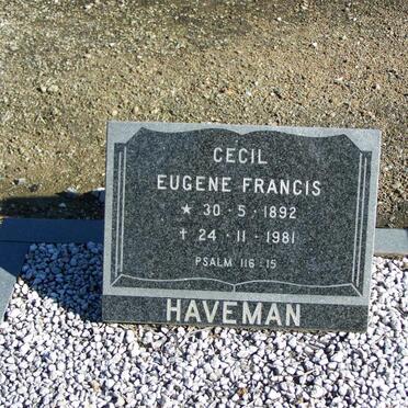 HAVEMAN Cecil Eugene Francis 1892-1981
