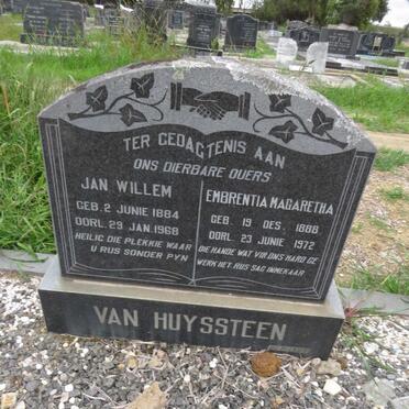 HUYSSTEEN Jan Willem, van 1884-1968 &amp; Embrentia Magaretha 1888-1972