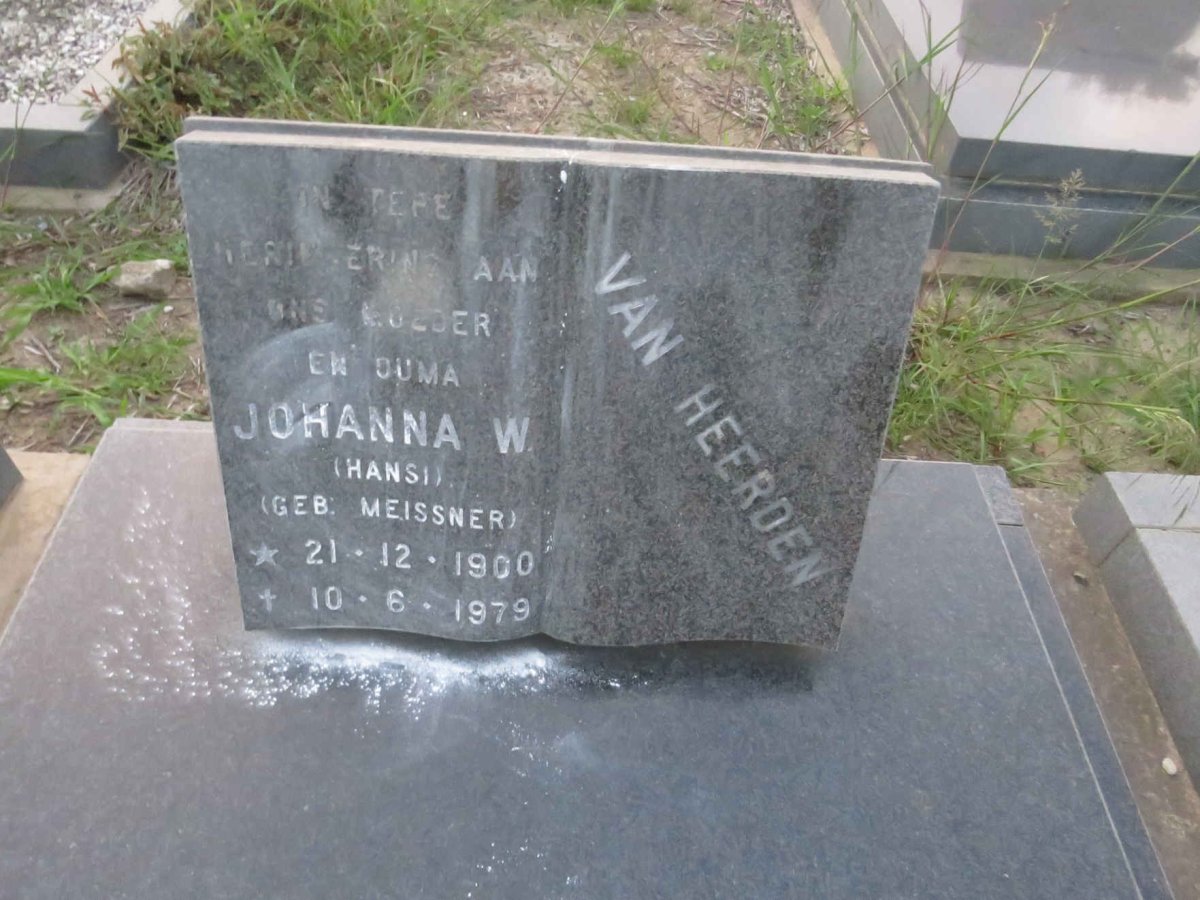 HEERDEN Johanna W., van nee MEISSNER 1900-1979