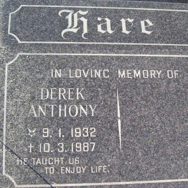 HARE Derek Anthony 1932-1987