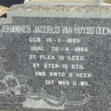 HUYSSTEEN Johannes Jacobus, van 1885-1965