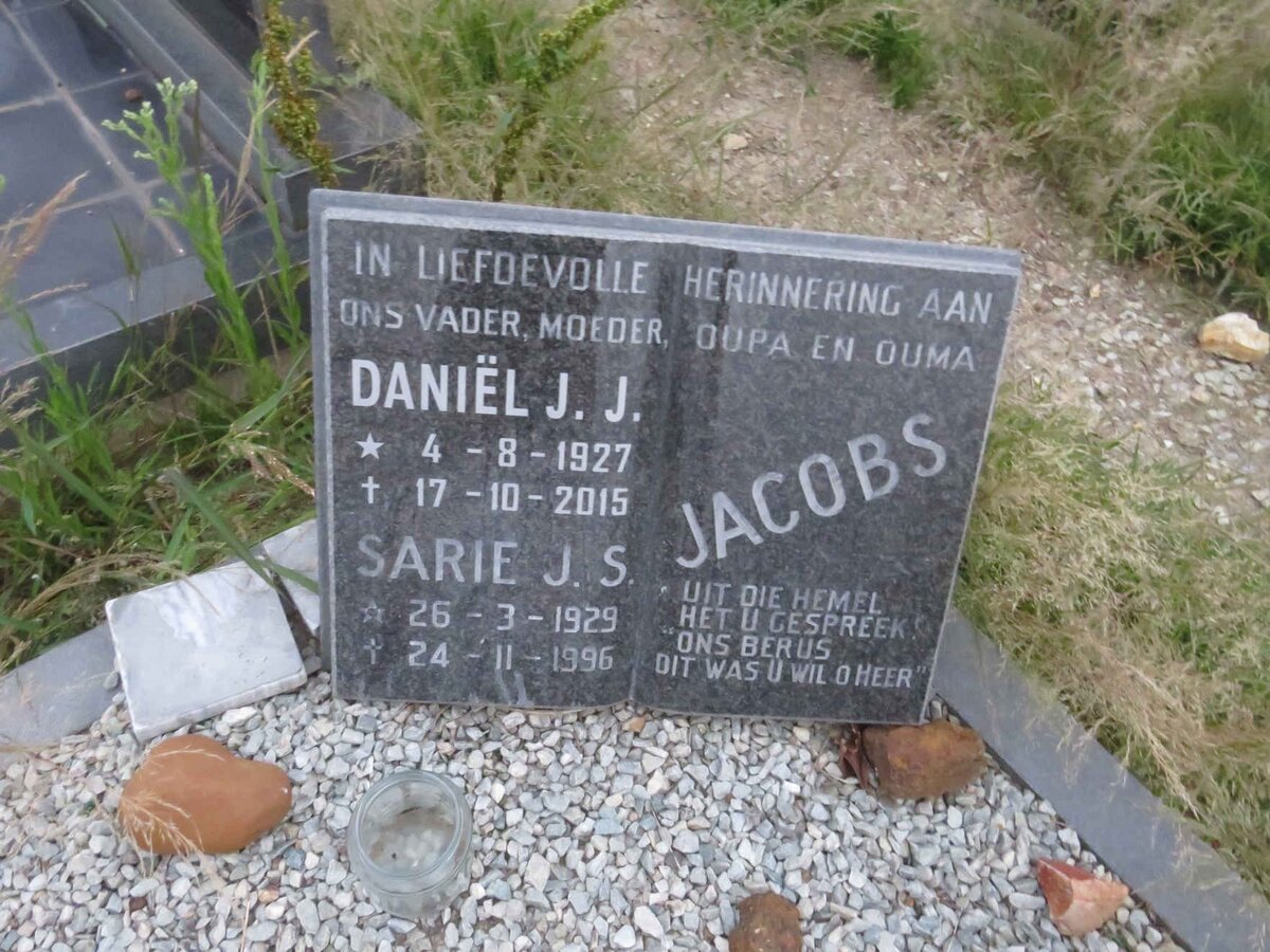 JACOBS Daniël J.J. 1927-2015 &amp; Sarie J.S. 1929-1996