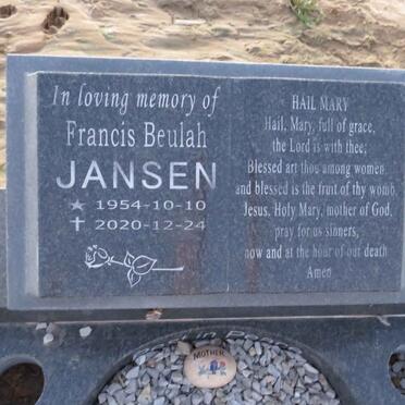 JANSEN Francis Beulah 1954-2020