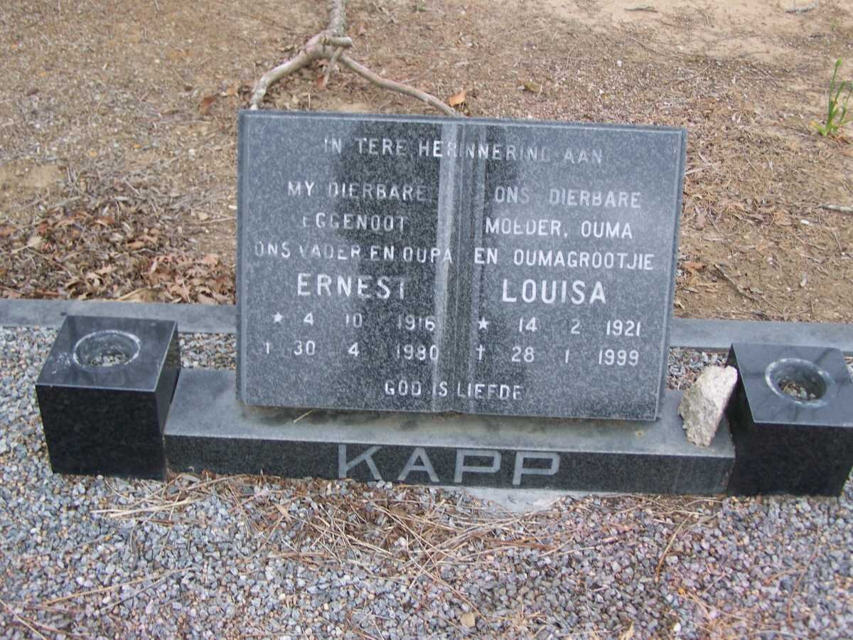 KAPP Ernest 1916-1980 &amp; Louisa 1921-1999