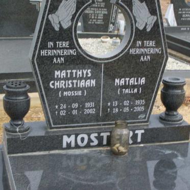 MOSTERT Matthys Christiaan  1931-2002 &amp; Natalia 1935-2005