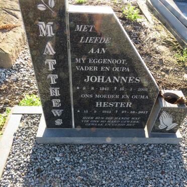 MATTHEWS Johannes 1941-2005 & Hester 1944-2017